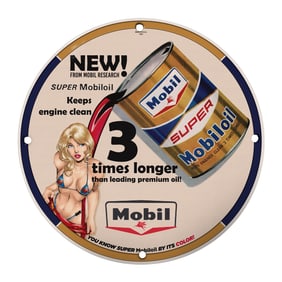 Rare Vintage 8" Porcelain Super Mobil Oil Sign - Unique Collector's Item