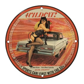 Rare Vintage Buick Wildcat Porcelain Sign - Unique 8-Inch Automotive Art Collectible