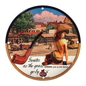 Rare Vintage 8" Porcelain Sign - Kaywoodie Briar Pipe Advertising Decor