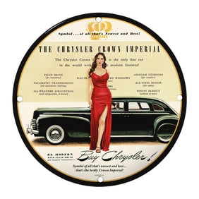 Unique Vintage 8" Porcelain Sign - The Chrysler Crown Imperial - Timeless Automotive Art