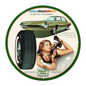 Rare & Unique 8" Porcelain Sign: Classic Kelly-Springfield Tires Advertisement