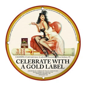 Rare Vintage 8" Porcelain Sign - Celebrate with a Gold Label Design, Unique Collectible!