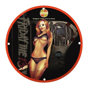 Rare Unique Design 8" Porcelain Sign - Friday the 13th Jeep Art