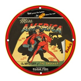 Unique 8" Vintage Porcelain Sign: Miss America & Kodak Film Art, Collectible Treasure