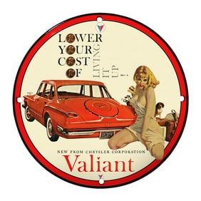 Rare 8" Porcelain Vintage Sign - Chrysler Valiant, Unique Design for Collectors