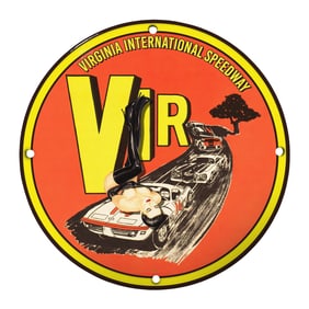 Rare Unique 8" Porcelain Sign - Virginia International Speedway with Vintage Design