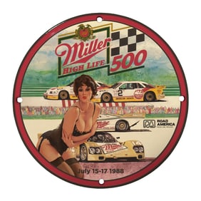 Rare 8" Porcelain Miller High Life 500 Sign - Vintage Design from 1988