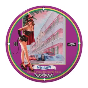 Unique 8" Porcelain Sign - Grand Prix du Mardi Gras - Porcelain Art with Nissan Design
