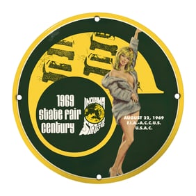 Rare Vintage 1969 Indiana State Fair Porcelain Sign - Unique Design for Collectors