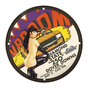 Rare Vintage 8" Porcelain Sign ? Unique Diamond State 250 Design for Collectors