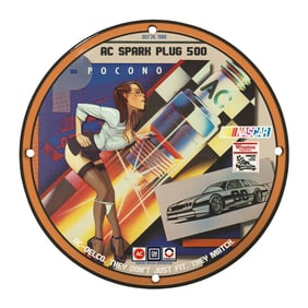 Vintage AC Spark Plug 500 Porcelain Sign - Unique NASCAR Collectible - July 1988