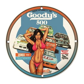 Rare Vintage 8" Porcelain Sign - Goody's 500 Racing Memorabilia from 1989