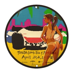 Vintage 1990 Toyota Grand Prix of Palm Beach - Unique 8" Porcelain Sign Design