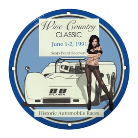 Rare 8" Porcelain Sign - Wine Country Classic 1991: A Collector's Dream!