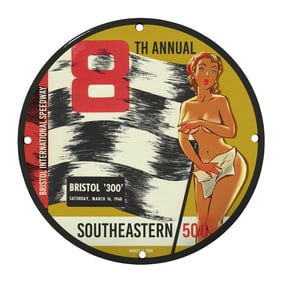 Unique 8" Vintage Porcelain Sign - Bristol International Speedway 8th Annual Event