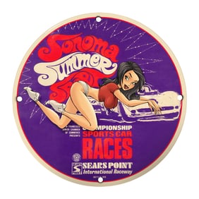 Rare Vintage 8" Porcelain Sign for Sonoma Summer Sports Car Races ? Unique Collectible