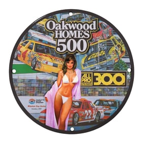 Rare Unique 8" Vintage Porcelain Sign - Oakwood Homes 500 Racing Memorabilia