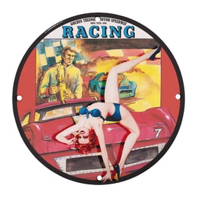 Rare 8" Porcelain Sign - Vintage Racing Art D?cor - Golden Triangle Motor Speedway
