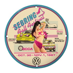 Vintage 8" Sebring Fall Festival Porcelain Sign - Unique Racing Memorabilia