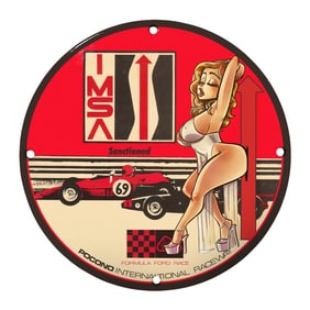 Unique 8" Porcelain Sign: Retro IMSA Formula Ford Race Design for Collectors