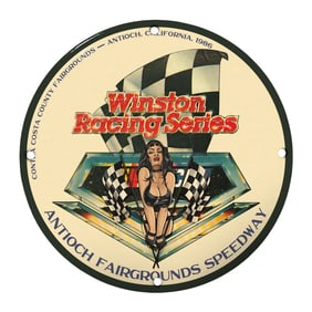 Rare Vintage 8" Winston Racing Series Porcelain Sign - Antioch Fairgrounds Collectible