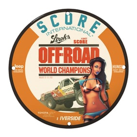 Rare 1987 SCORE International Off-Road World Champions 8" Porcelain Sign ? Unique Collectible