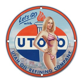 Rare 8" Vintage Porcelain Sign - Utah Oil Refining Company - Unique Collectible Item