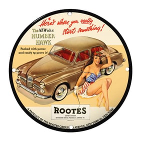 Exclusive 8" Vintage Porcelain Sign: Humber Hawk - Unique Retro Design for Collectors