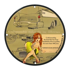 Rare Unique 8" Porcelain Sign Featuring Classic Studebaker Design and Art