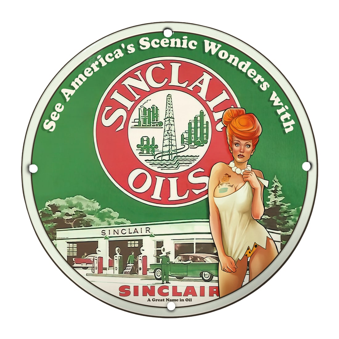 Vintage Sinclair Oils Advertising Copper Barrel Stencil