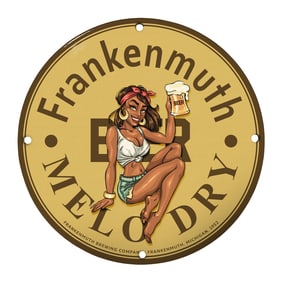 Vintage Frankenmuth Brewing Co. 8" Porcelain Beer Sign - Unique Collector's Item