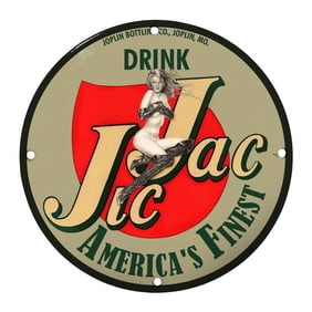 Rare Vintage 8" Porcelain Sign - Drink Jac, Joplin Bottling Co., Collector's Piece