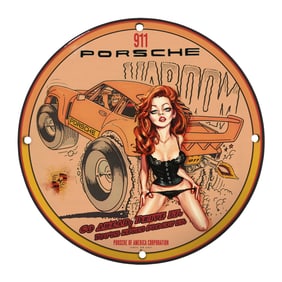 Rare Vintage 8" Porsche 911 Porcelain Sign ? Unique Collectible for Auto Enthusiasts