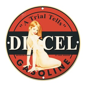 Rare Vintage 8-Inch Porcelain DIXCEL Gasoline Sign - Unique Collectible Art