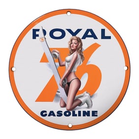 Rare Unique 8" Porcelain Royal 76 Gasoline Sign - Vintage Collectible Artwork