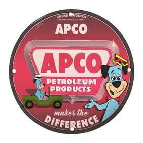 Rare Unique 8" Porcelain APCO Petroleum Products Sign - Vintage Collectible