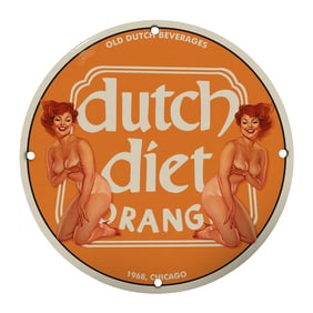 Unique 8" Vintage Porcelain Sign: Dutch Diet Orange ? Rare Collectible from 1968 Chicago