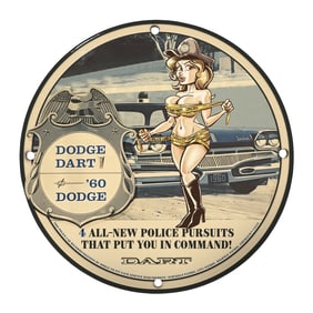Rare Vintage 1960 Dodge Dart Porcelain Sign - Unique Art Design for Collectors