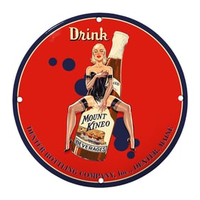 Rare 8" Unique Porcelain Sign - Vintage Mount Kineo Beverages Wall Art