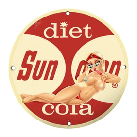 Rare Unique 8" Porcelain Diet Sun Cola Sign - Vintage Collectible Decor