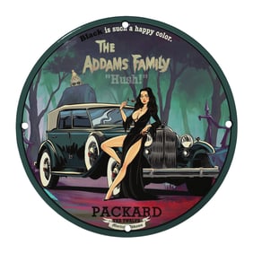 Rare Vintage 8" Porcelain Sign Featuring The Addams Family ? Unique Collectible Art