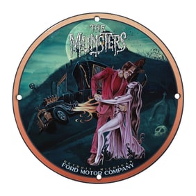 Unique 8" The Munsters Porcelain Sign - Rare Collectible for Fans and Bidders