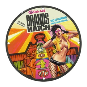 Rare Unique 8-Inch Porcelain Sign Featuring Retro Racing and Vibrant Art