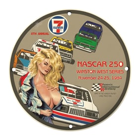 Rare Unique 8" Porcelain Sign: 1984 NASCAR 250 Winston West Series Collectible