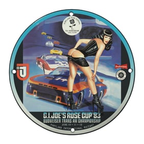 Rare Porcelain Sign: G.I. Joe's Rose Cup '83 Budweiser Trans Am Championship