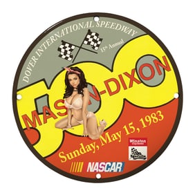 Unique 8" Vintage Porcelain Mason-Dixon 500 Sign - NASCAR Dover International Speedway