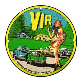 Rare Unique 8" Porcelain Sign: Virginia International Speedway (VIR) - Vintage Racing Art