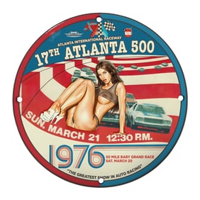 Rare 8" Porcelain Sign: 1976 Atlanta 500 - A Unique Vintage Racing Collectible