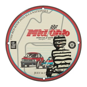 Unique Mid-Ohio Sports Car Porcelain Sign - Rare Collectible Design (8-inch)