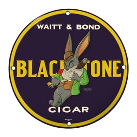 Rare Unique Design 8" Porcelain Sign: Vintage Blackstone Cigar Artwork